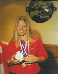 Happier days: Donna returns from the World Championships in Texas with 2 medals and a plaque
