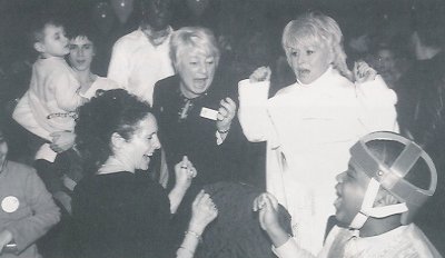 Barbara Windsor and Maxine son get up and boogie with some of the children