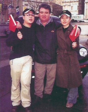 Almost time to say goodbye. Tony, Chun Chun, Scarlett - and their new DaC  caps!     Pic Alan Green