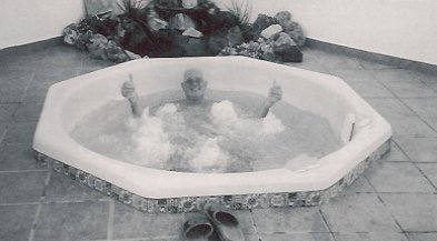 Eddie soaks up the from his Jacuzzi