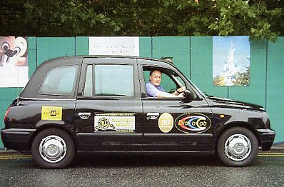 Jim Rainbird in the DaC sponsered Taxi to Disneyland Paris.