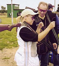 Ex - England captain Steve Taylor gives Donna some words of encouragement.