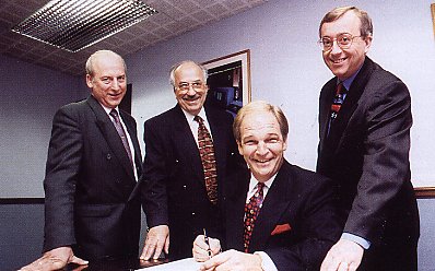 Brian after taking over from Aubrey as Chairman in 1996 together with Tom & Keith 