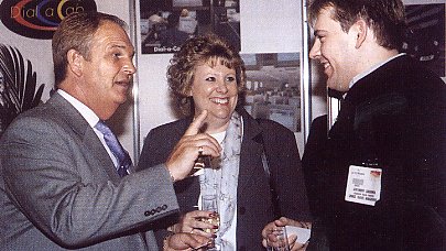 Meeting the press! Brian chats to Taxi Globe Editor ( and her son Anthony) in 2002