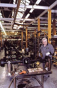 The rear axle of a soon-to-be TXII is assembled prior to the fitting to the chassis