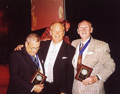 DaC trio of Mike Son and Bill Tyzack with their awards and Brian Rice in the centre.