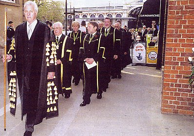 The procession begins leading the new Liveryman to the Ironmongers Hall for a liquid celebration.