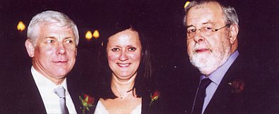 DaC driver John Dixon (B67) at Ironmongers Hall with wife Louise and John Hill (r)