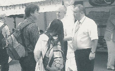 Gary Gates and Allan Evans chat to two interested tourists