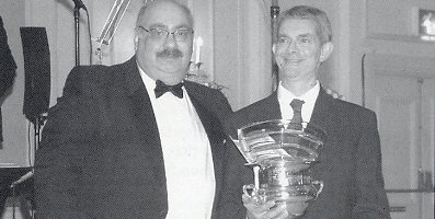 Chairman of the TDOY Comittee and DaC driver Russel Poluck with the winning driver at the ball, DaC's David Ammar.