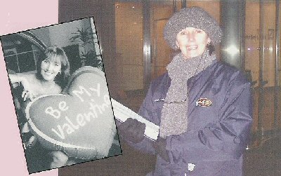 Pat at London wall on a cold evening.  Inset: Pat as miss February.  Pic: David MacDonald