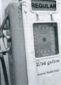 The pump at the long defunct Monit-on-the-Hill taxi garage in Downs Road, Clapton, sometime in 1967 with diesel on sale at 2 shillings and a penny per gallon -  equalling around 2.3p per litre!