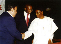 Tony introduced to the Nigerian Minister of Federal Territories, Malam Nasir el Rufai