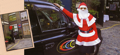 Nikola - Father Christmas. Inset pic: Bleeding Hart Yard, EC1