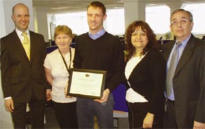 L-R: HR Manager John Rogers, Team Leader Teresa George.  Tim, Maz and Keith Cain