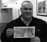 Mike Galton with 50 note he made earlier!