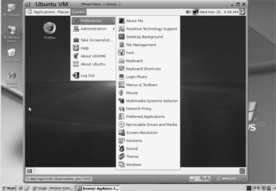 Ubuntu Linx Running As A Virtual Machine On A Windows XP