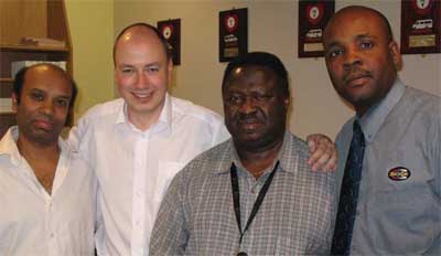 A Smiling Jan with Jahar, Albert and Aki in Driver Reception