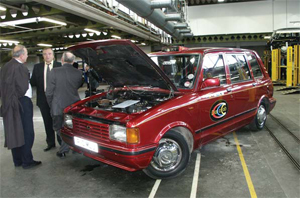 Stanley Roth at the old PCO explaining about his CNG taxi to Nigel Wetherall and Dave Stock