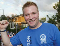 Dad Billy on the QPR promotion bus in 2004 when they gained promotion