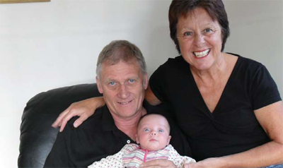 Brian and Lyn with their now healthy granddaughter Molly 