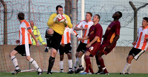 Lee in action against Division 2 Bradford City. Pic courtesy Andy Nunn