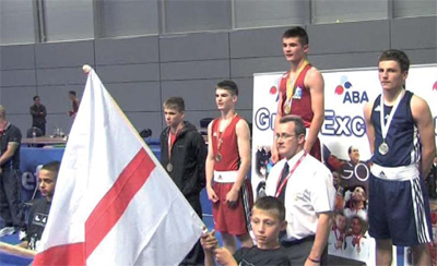 On the podium with his silver medal