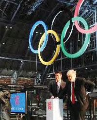 The Olympic rings hang proundly at St Pancras - but how will passengers get there?